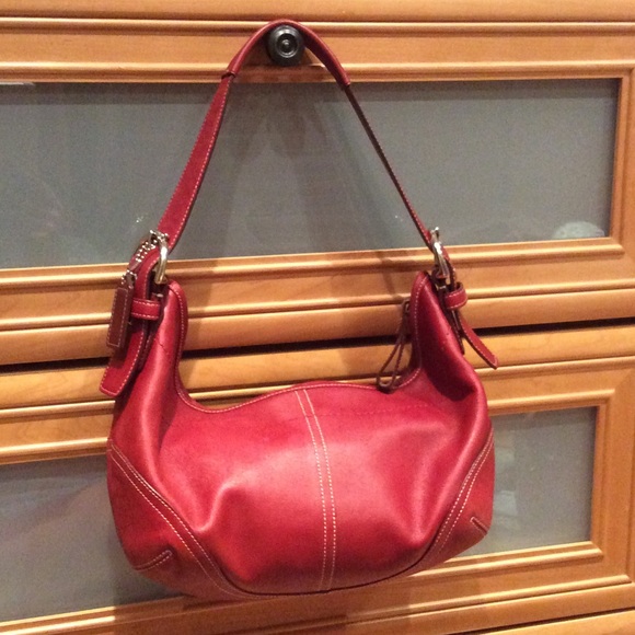 Red leather Coach purse