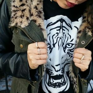 Olive and Pleather  Hooded Coat