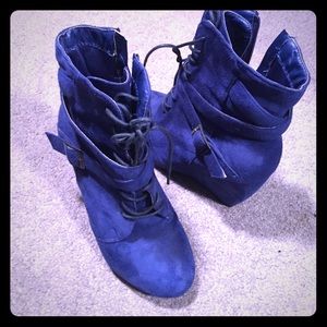 Blue suede boots