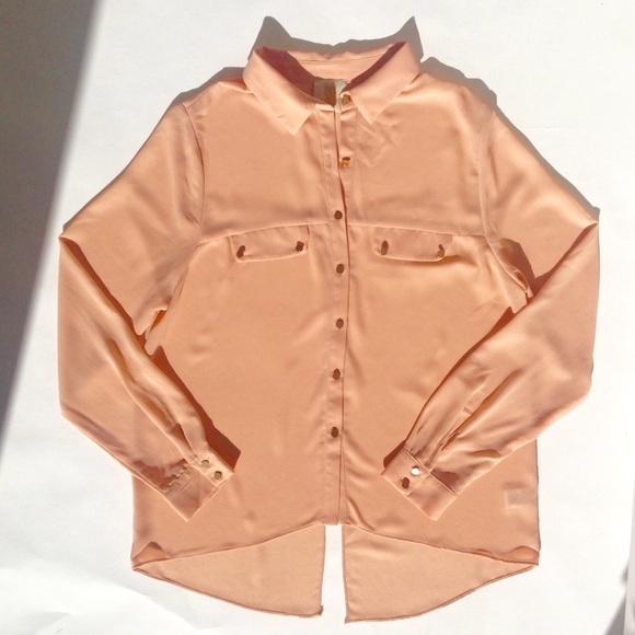 Peachy Sheer Button Dowm - Picture 1 of 4