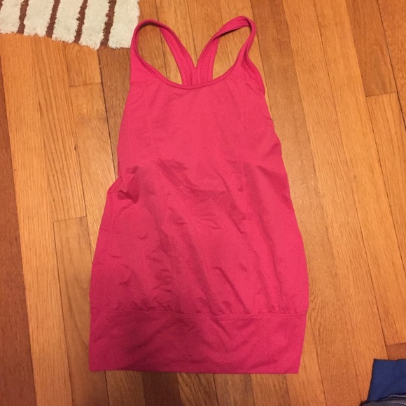 pink athletic tank top-built in sports bra
