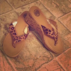 Leppard Cork Wedge Shoes