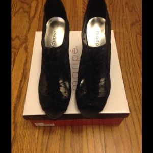 Black open toe booties