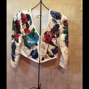 Vintage, heavy, hand sequined jacket!