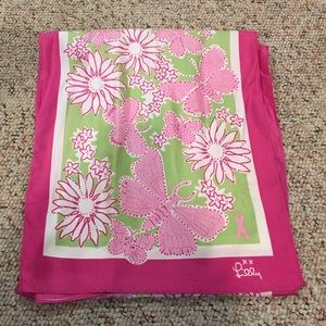Lilly Pulitzer Silk Breast Cancer Awareness Scarf