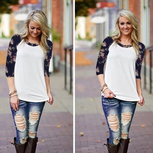 Amazing Raglan Flowered Tee! NEW! 🎉2/27 HP🎉 - Picture 3 of 4