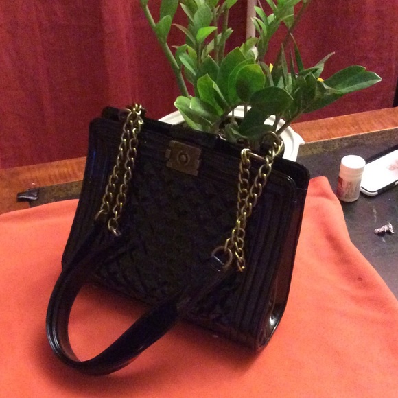 Black patent leather purse