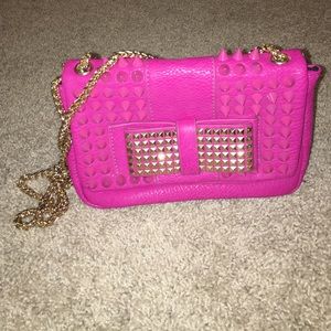 Arden B. Hot pink studded bow purse