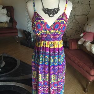 Mardi gras colored chiffon maxi dress