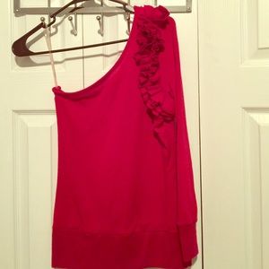 Wet seal one shoulder sweater RED Ruffles