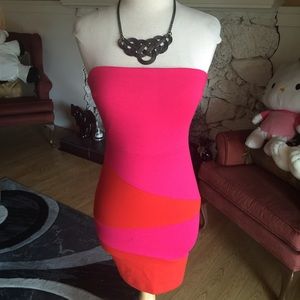 NWOT Pink and orange stretchable tube dress