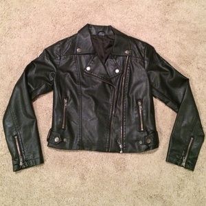 Faux leather shirt jacket youth size