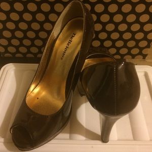 Brown peep toe heels