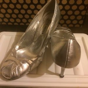 Silver peep toe
