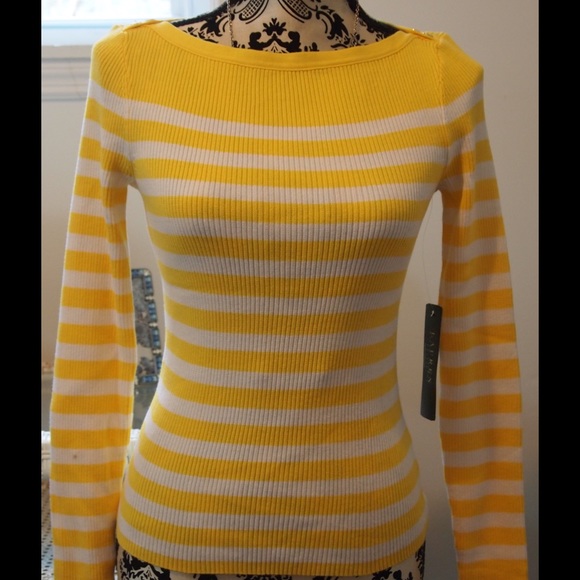NEW Ralph Lauren Long Sleeve Sweater Yellow White