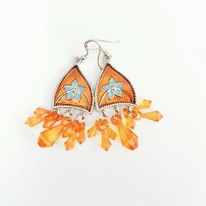 Beautiful Orange Flower Earrings