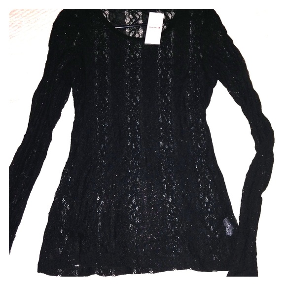 Long Sleeve Black Lace Top