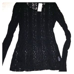 Long Sleeve Black Lace Top