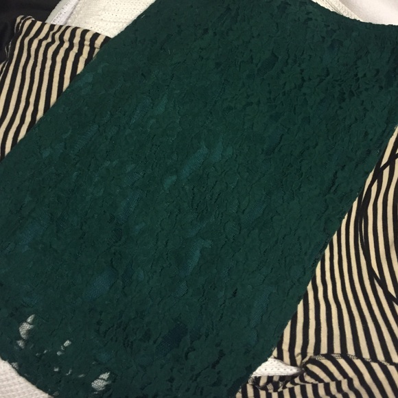 Green pencil lace skirt