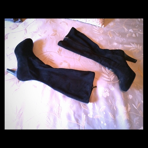 Coach and Four, Black Faux Suede Knee Boots