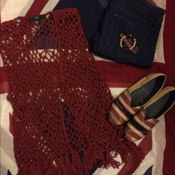 Crochet burgundy vest