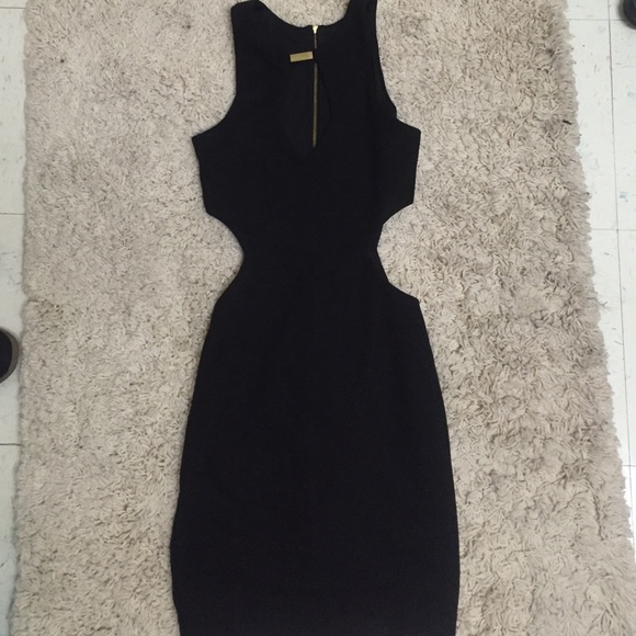 ASOS Cutout Bodycon Dress with gold bar detail