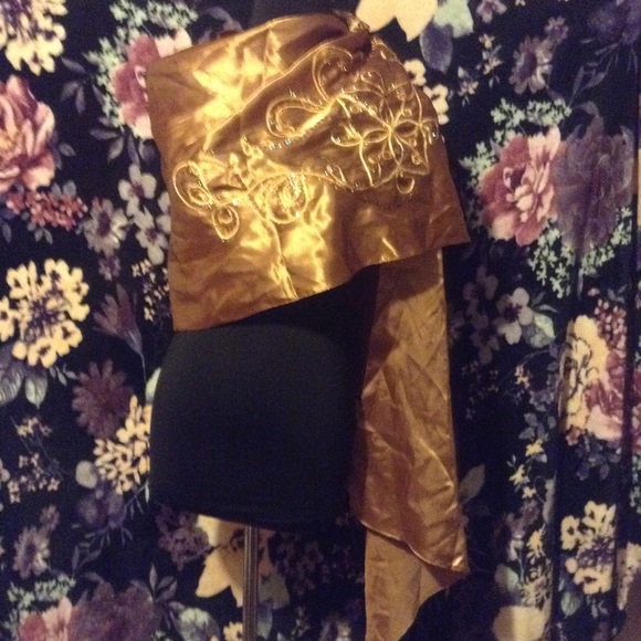 Bronze Gold Satin Sparkly Sequence Wrap Hijab