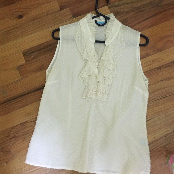 J. McLaughlin white sleeveless ruffle top