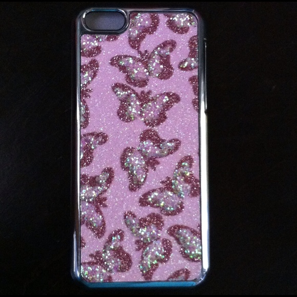 Accessories - Glittery light pink butterfly iPhone 5c case