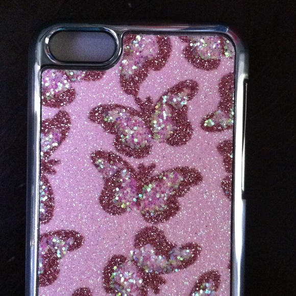 Glittery light pink butterfly iPhone 5c case - Picture 2 of 4