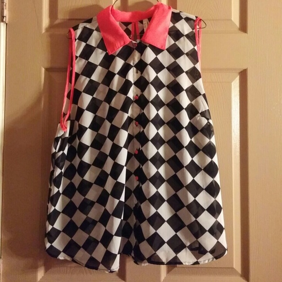 See threw checkered board shirt