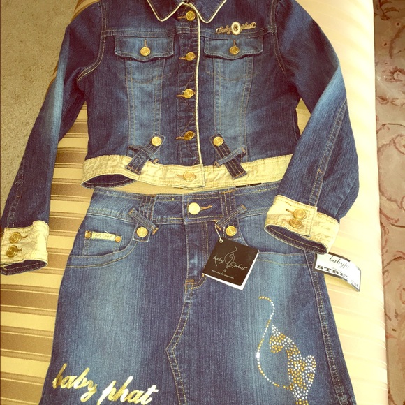 Baby Phat Denim Skirt Set NWT Girls Large