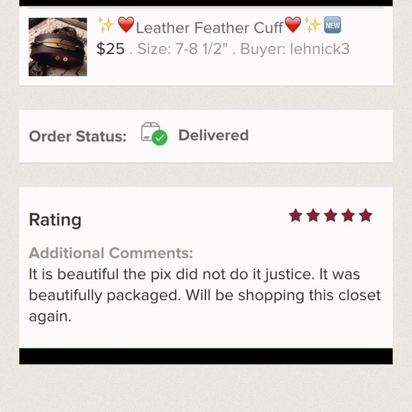 🎉HP🙏🏻✨ custom feather leather cuff ✨ - Picture 3 of 5