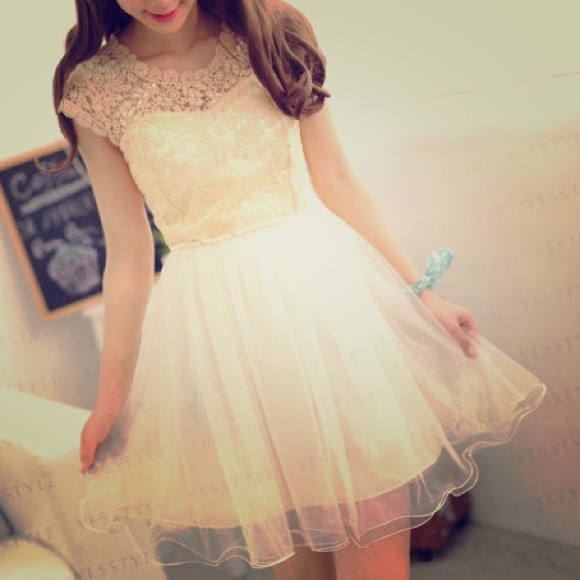Beaded Mesh Overlay Crochet A-Line Dress