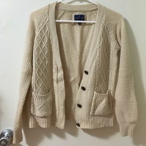 Cream Knit Fisherman Boxy Cardigan