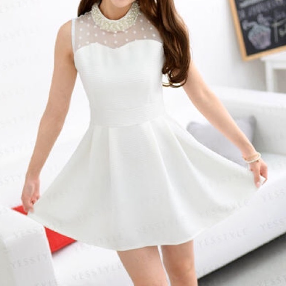 Embellished Illusion Neckline Sleeveless Dress
