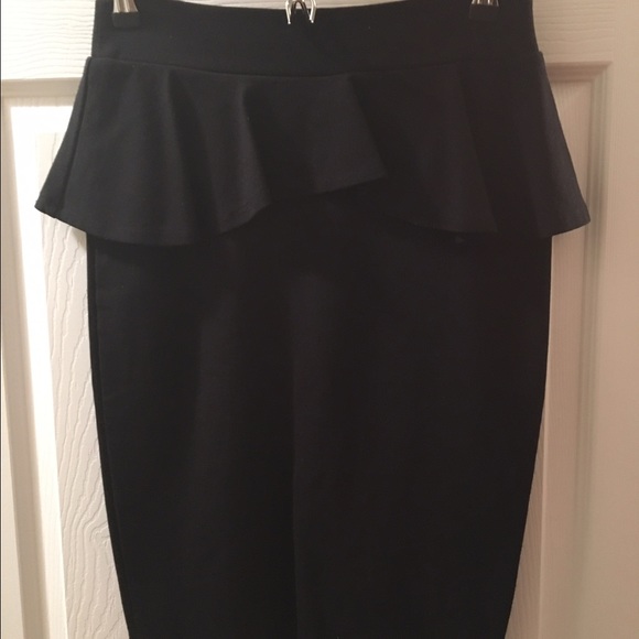 Black Pencil Skirt with Peplum