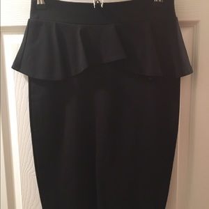 Black Pencil Skirt with Peplum