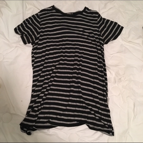 Black and White Striped T-Shirt Dress