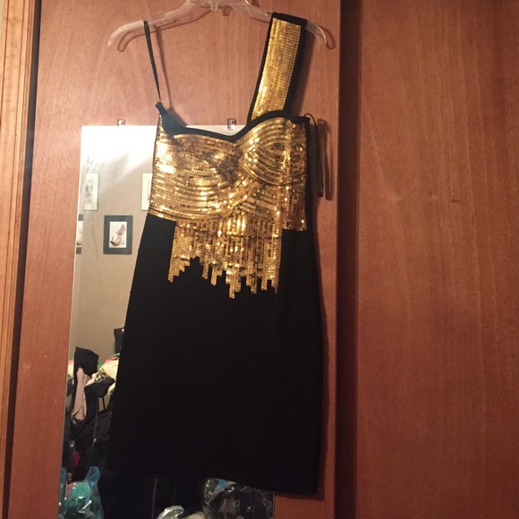 Black dress with sequence gold top - Picture 1 of 2