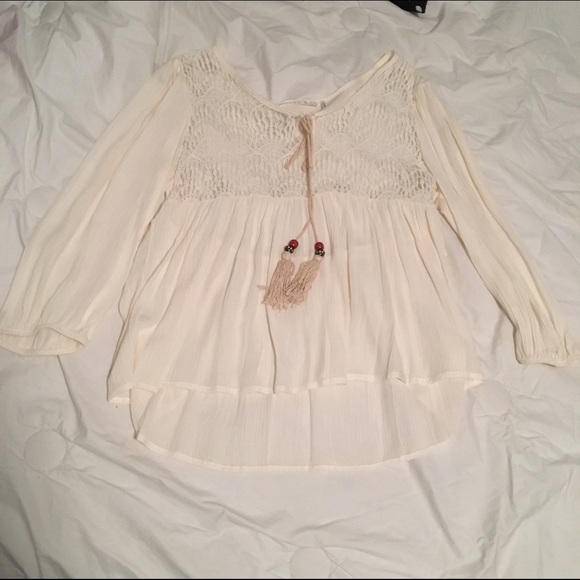 Peasant Style Blouse with Detailing and Ties