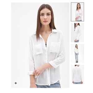 Forever 21 white chiffon blouse size small