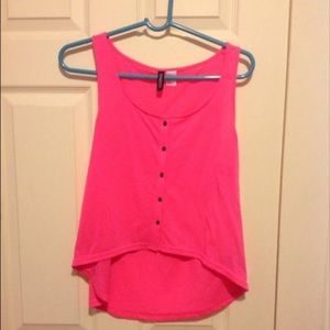 H&M hot pink button tank size small