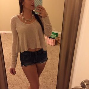 Hollister Sparkly Crop Shrug Shoulder Sweater