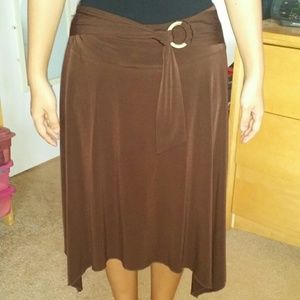 Asymmetric Dark Brown Skirt
