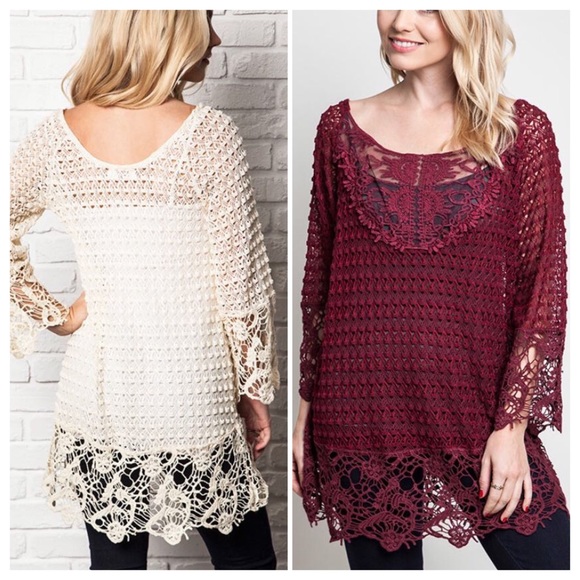 🌺HP 9/13🌺BEAUTIFUL LACE TUNIC IN 3 COLORS - Picture 2 of 3