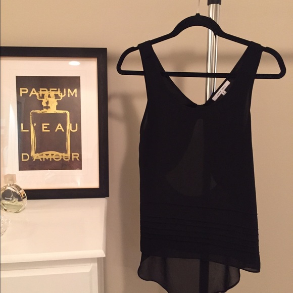 Black tank with swoop back and bow detail