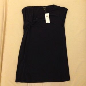 NWOT Ann Taylor Navy Blue XS Asymmetrical Knot Tee