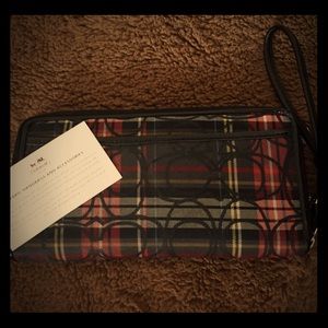 Coach Red Plaid Wristlet/Wallet