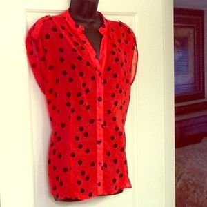 Polka Dot Short Sleeve Blouse